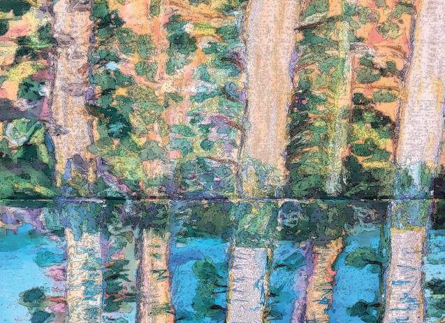 Das Bild "Birken 2023" von Birgit Kalleitner ist im Atelier von KuK entstanden.